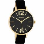 OOZOO Timepieces Gold Black Leather Strap C10439