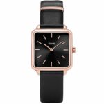 CLUSE La Garconne Rose Gold Black Leather Strap CL60007