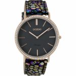 OOZOO Timepieces Vintage Crystals Rose Gold Multicolor Leather Strap C8887