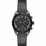 SLAZENGER Gents Dual Time Black Stainless Steel Bracelet