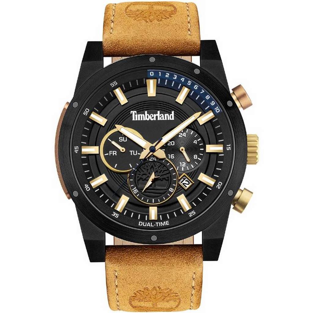 d33b505c558fd8b8a544a0bf9c6dc8d5.jpg TIMBERLAND Sherbrook Dual Time Brown Leather Strap - Image 1