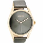 OOZOO Timepieces XL Rose Gold Grey Leather Strap C7993