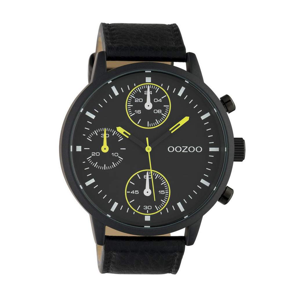 f88e9c110253bd65e2862e17fba226b5.jpg OOZOO Timepieces 50mm Black Leather Strap - Image 1