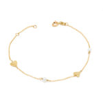 Χρυσό Βραχιόλι Κ14 με Καρδιές