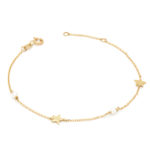 Χρυσό Βραχιόλι Κ14 με Αστέρια και Μαργαριτάρια