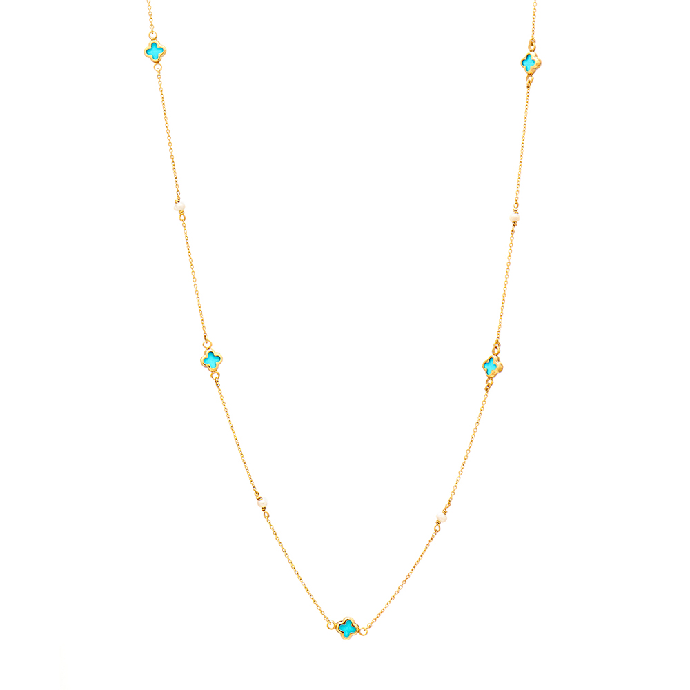 ΚΟΛΙΕ Κ14 6 2 copy K14 gold necklace with turquoise cross - Image 1