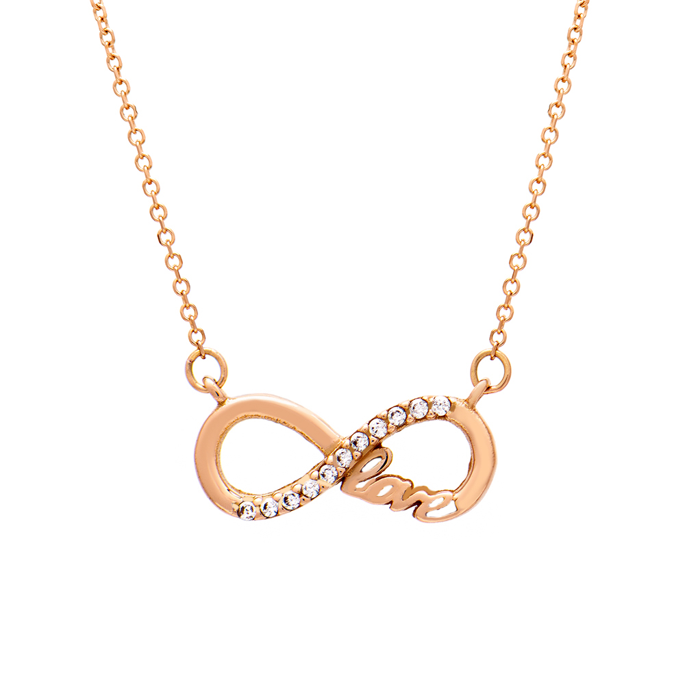 ΚΟΛΙΕ ΡΟΖ ΧΡΥΣΟ Κ14 2 Κολιέ Κ14 "Eternal love Rose Gold" - Image 1