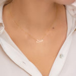 Gold necklace K14 "Mama" with zirconia stone - Image 2