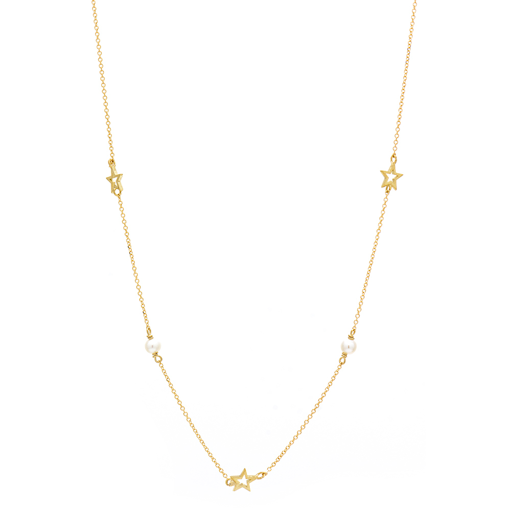 Κ9 SET 2 ΦΩΤΙΑΔΟΥ Gold necklace K9 Stars with pearls - Image 1