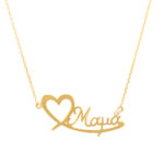 Gold Necklace K9 “Mama” with heart and zirconia stone