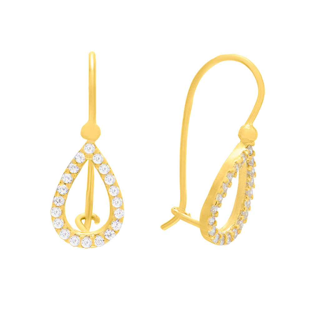 ΣΚΟΥΛΑΡΙΚΙ Κ14 ΓΑΛΑΚΤΙΔΗΣ 6 Gold earrings K14 with white zircon - Image 1