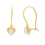 Χρυσά Σκουλαρίκια Κ14 Καρδιά με Μαργαριτάρι