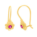 Χρυσά Σκουλαρίκια Κ14 με Κόκκινο Ζιργκόν