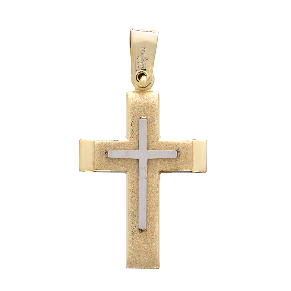 ΣΤΑΥΡΟΣ Κ9 FILVA 39351 dior8omeno Bicolor Cross gold K9 Matte double sided - Image 1