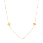 Gold necklace K14 hearts and pearls