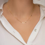 Gold Necklace K14 "Mama" Plain with pearl - Image 2