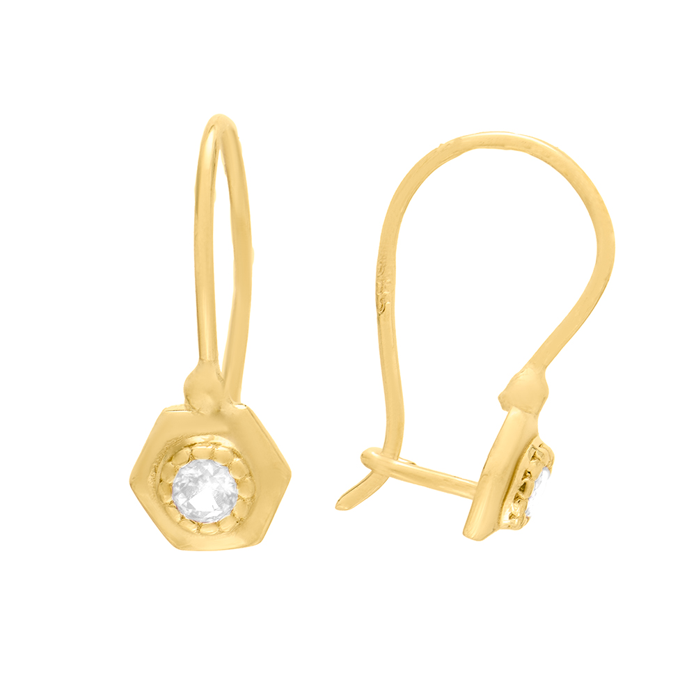ΔΑΧΤΥΛΙΔΙ Κ14 ΓΑΛΑΚΤΙΔΗΣ 12 Gold earrings K14 with white zircon - Image 1