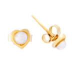 Gold earrings K9 heart with freshwater pearl