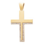Gold Cross K14 Polished with zircon