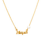 Gold Necklace K14 "Mama" Plain with pearl