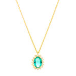 Necklace gold K9 rosette oval Paraiba zircon