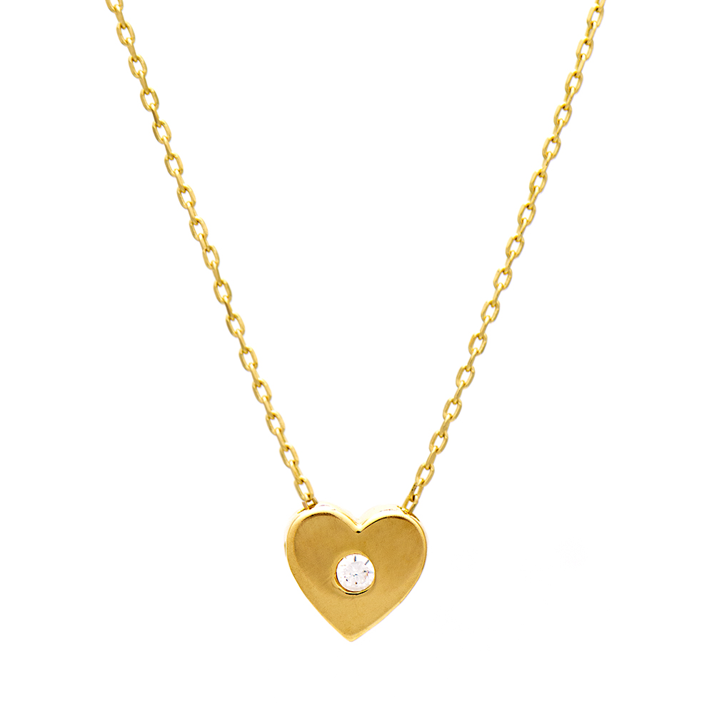 ΚΟΛΙΕ Κ9 14139 FILVA K9 gold necklace with heart and zircon - Image 1