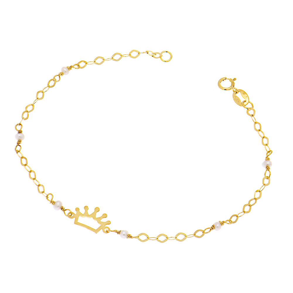 ΠΑΙΔΙΚΟ ΒΡΑΧΙΟΛΙ Κ9 FILVA 14 Χρυσό Παιδικό Βραχιόλι Κ9 ''Pearl Crown'' - Image 1