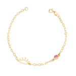 Gold bracelet K9 with Crown and pink zircon
