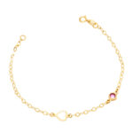 Gold Bracelet K9 heart with pink zircon