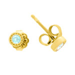Gold earrings K9 with light blue zircon