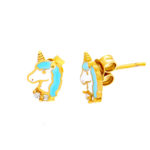 Gold Earrings K9 Unicorn