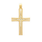 Gold Cross K14 Matte with horizontal and vertical zircon
