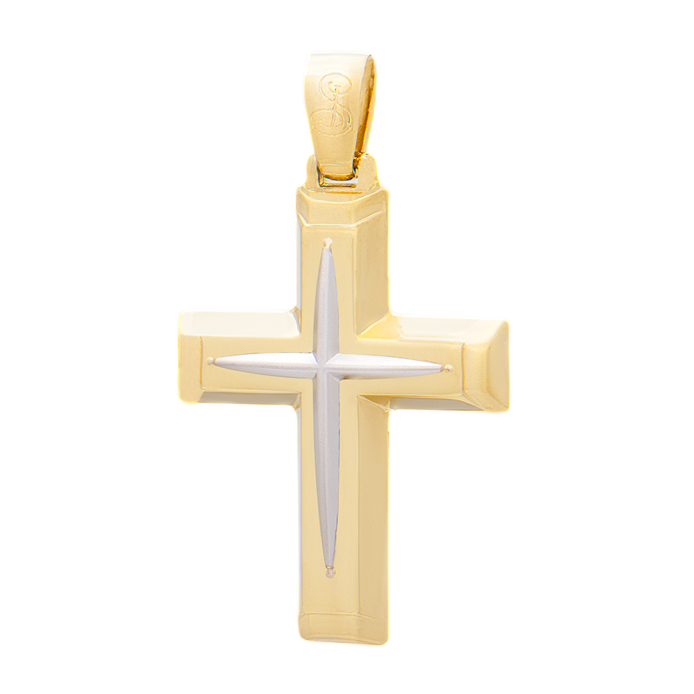 ΣΤΑΥΡΟΣ Κ14 SASSIS Α 100 Χρυσός Ανδρικός Σταυρός Διπλής Όψεως Κ14 - Image 1
