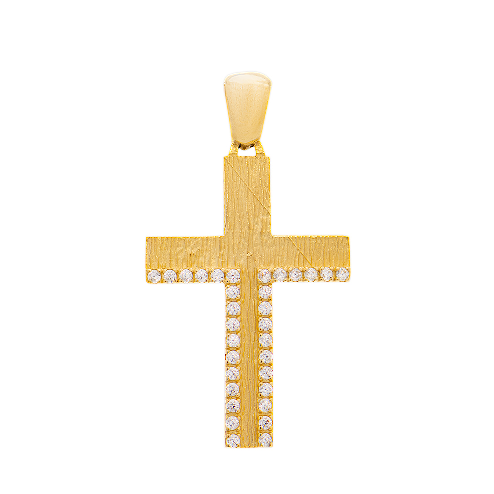 ΣΤΑΥΡΟΣ Κ14 ΚΑΘΙΟΓΛΟΥ 53 Χρυσός Γυναικείος Σταυρός Διπλής όψεως Κ14 - Image 1