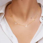 Χρυσό Κολιέ Κ14 με Τετράγωνα - Image 2