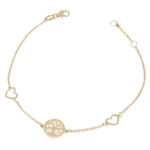 Gold bracelet K14 tree of life and hearts