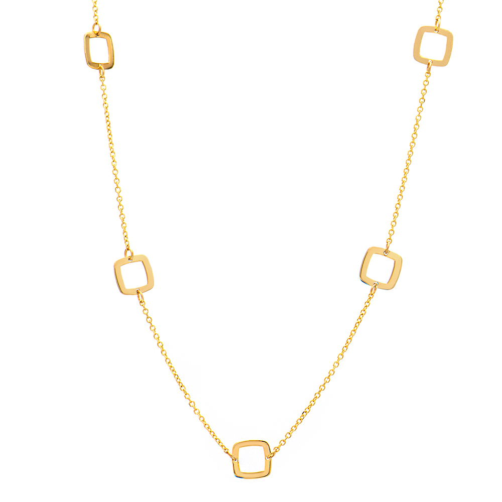 ΚΟΛΙΕ Κ14 ΡΩΣΣΕΤΟΣ 2 Χρυσό Κολιέ Κ14 με Τετράγωνα - Image 1