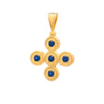 Gold Cross K14 "Byzantine" with blue zircon