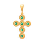 Gold Cross K14 "Byzantine" with green zircon