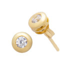 Gold earrings K14 solitaire