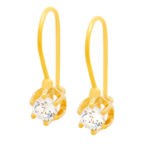 Χρυσά Σκουλαρίκια Κ9 Κρεμαστά Μονόπετρα