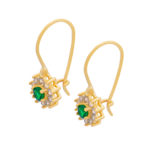 Χρυσά Σκουλαρίκια Κ9 Ροζέτα με Πράσινο Ζιργκόν