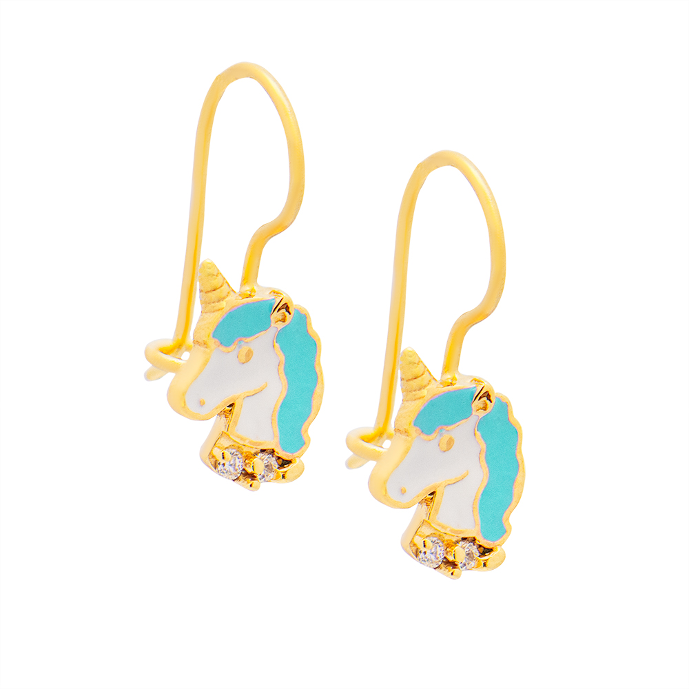 ΣΚΟΥΛΑΡΙΚΙΑ ΠΑΙΔΙΚΑ Κ9 ΕΛΕΥΘΕΡΙΑΔΗΣ 7 Χρυσά σκουλαρίκια Κ9 ''Unicorns'' - Image 1