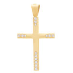 Χρυσός Γυναικειός Σταυρός με ζιργκόν Κ14