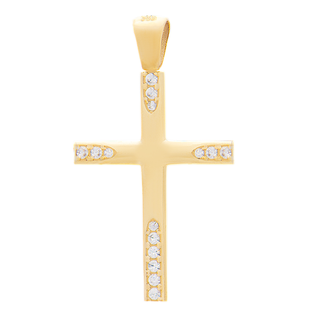 ΣΤΑΥΡΟΣ Κ14 ΚΑΘΙΟΓΛΟΥ 67 Gold Cross K14 Polished with zircon - Image 1