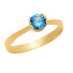 Χρυσό Δαχτυλίδι Κ9 Μονόπετρο ''Aqua Round Ring''