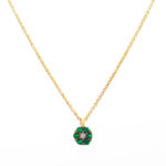 Χρυσό Κολιέ Κ9 ''Green Flower Necklace''