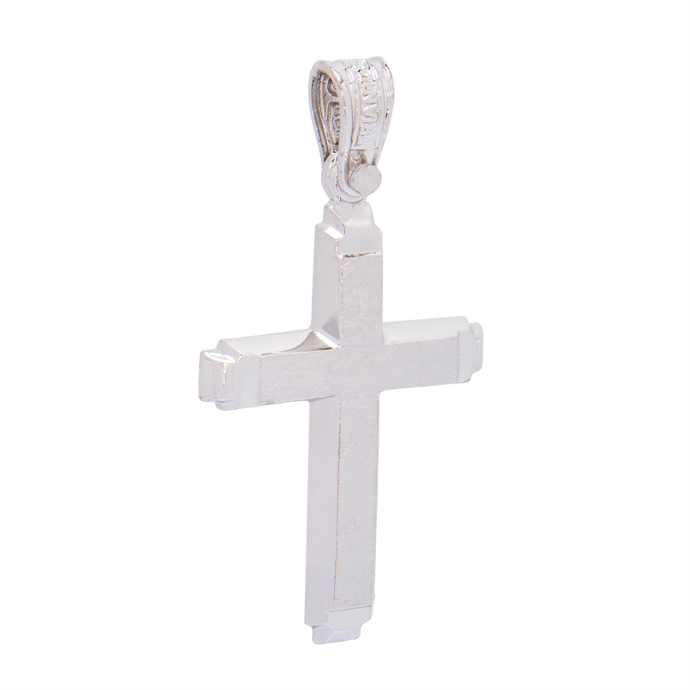 ΣΤΑΥΡΟΣ Κ14 CM052TR Λευκόχρυσος Ανδρικός Σταυρός Κ14 ''Τριάντος'' - Image 1
