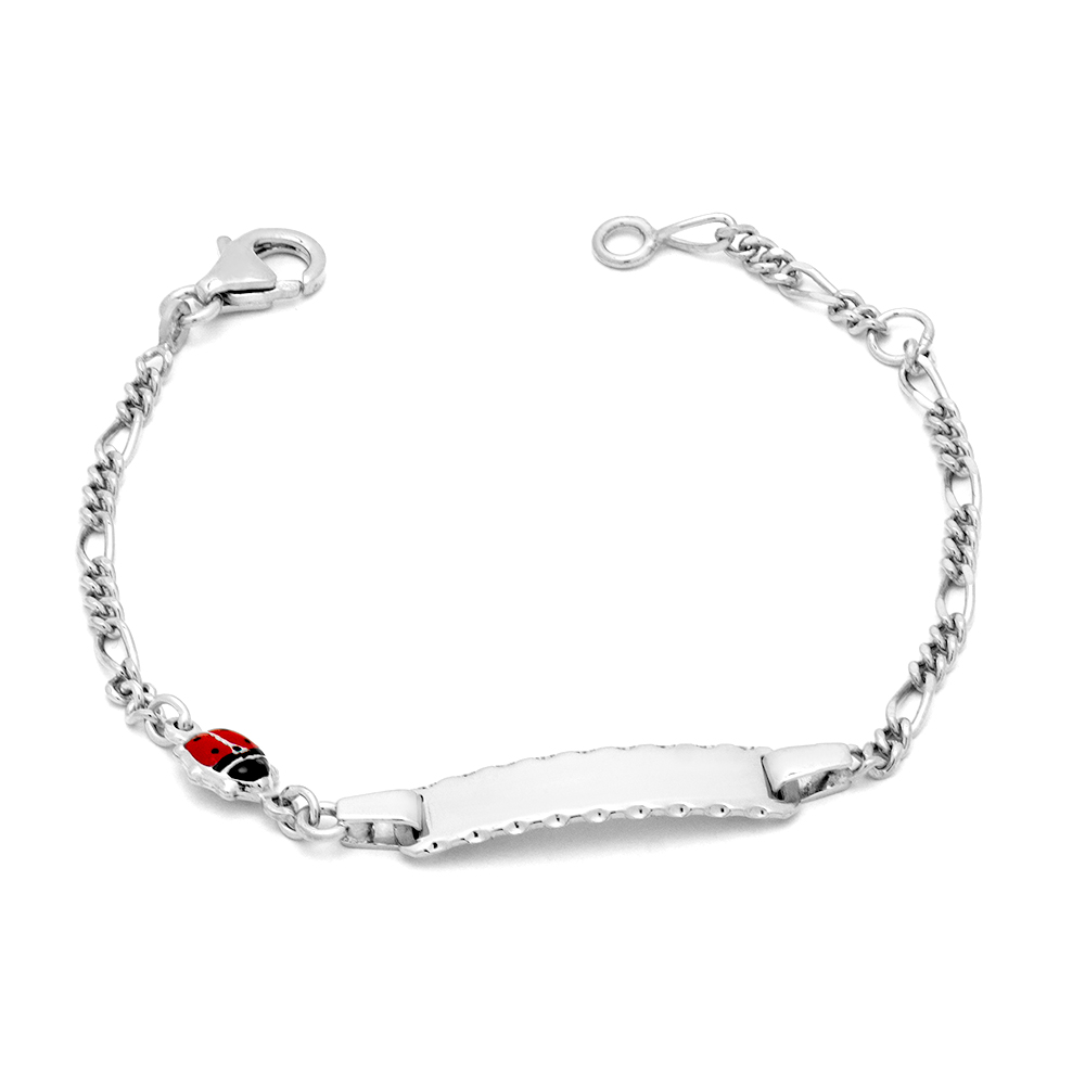 CC-B035 Ασημένια Παιδική Ταυτότητα "Love Bug Name Bracelet" - Image 1