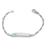 Ασημένια Παιδική Ταυτότητα “Blue Teddy Name Bracelet”